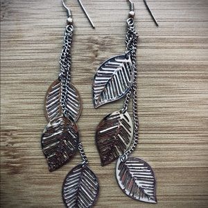Silver and gold leaf earrings